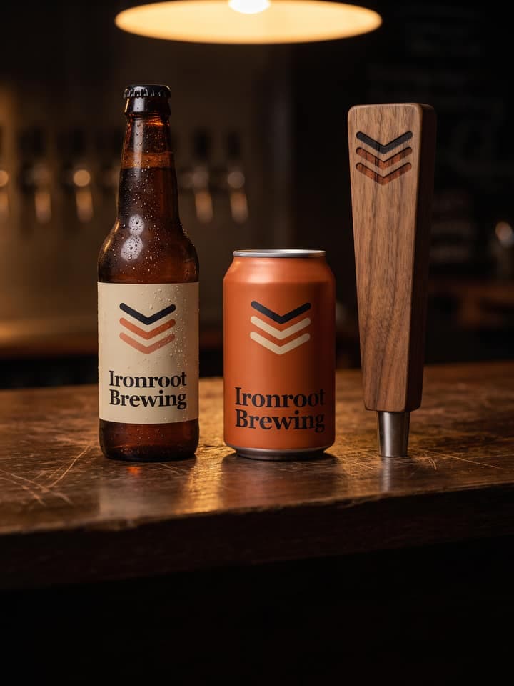 Ironroot Brewing, identitatea pe care o produce acest șablon, aplicată